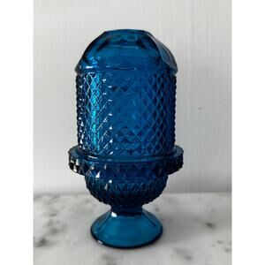 Viking Glass Bluenique Diamond Point Fairy Lamp